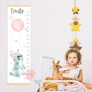Messlatte Messlatte Häschen mit Ballon Kaninchen Messlatte Häschen Kinderzimmer Wanddekoration