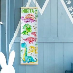 Dinosaur Growth Chart – Custom Canvas Nursery Wall Height Ruler