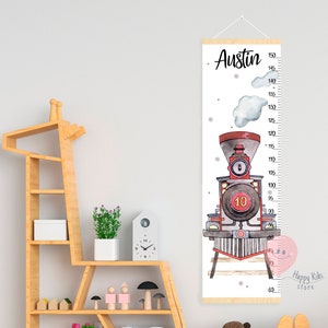 Height chart Train Locomotive Boy growth chart Train nursery decor Shower or birthday gift