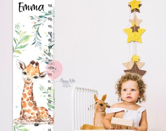 Giraffe Growth Chart – Safari Animals Baby Room Wall Height Ruler