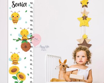 Height chart bee Buzzing beehive growth chart Bees nursery decor Shower or birthday gift