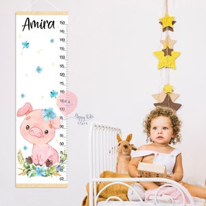 Hoogtemeter biggetje Groeigrafiek boerderijdieren Varken babymeisje kinderdagverblijf Cadeau voor verjaardag of verjaardag