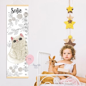 Hoogtemeter kat en bloemen Gezelschapsdieren en bloemen groeimeter Kittykwekerij Cadeau voor verjaardag of verjaardag