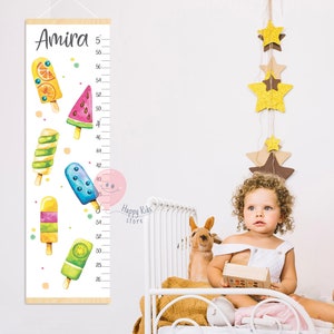Hoogtemeter ijs Meisje groeimeter Aquarel ijs kinderkamerdecoratie Cadeau voor verjaardag of verjaardag