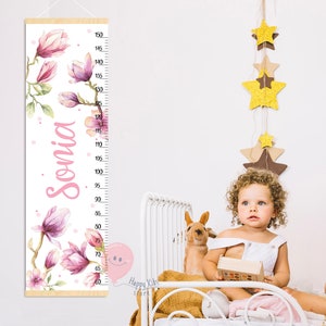 Hoogtemeter magnolia Girl groeimeter Magnolia bloemen decoratie babykamer