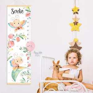 Groeimeter vlinder Bloemen hoogtemeter Vlinder en bloemen kinderkamerdecoratie Cadeau voor verjaardag of verjaardag