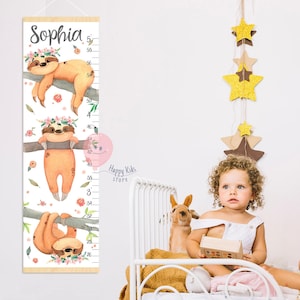 Groeimeter luiaard Baby luiaard babykamer meisje gepersonaliseerde hoogtemeter Verjaardags- of douchecadeau