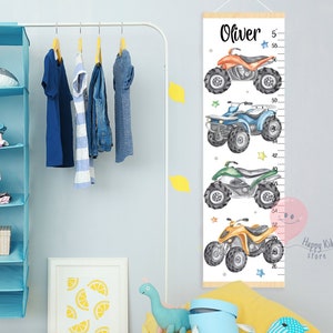 Tabla de altura de quad Tabla de crecimiento de niño Bicicletas Decoración de guardería Regalo de ducha o primer cumpleaños