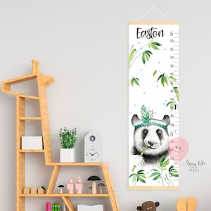 Courbe de croissance des pandas et des bambous, courbe de croissance pour enfants, décoration bohème pour chambre d'ours panda