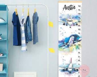 Airplane growth chart Airbus height chart Fly In the sky nursery room decor Shower or birthday gift