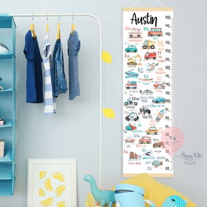 Transport Alphabet Wachstumstabelle Jungen Messlatte A-Z Kinderzimmer Dekor Dusche oder Geburtstagsgeschenk