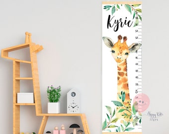 Giraffe growth chart Safari height chart Baby animals nursery room decor Shower gift