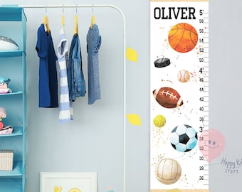 Height chart sports balls Sport nursery decor Shower or birthday gift