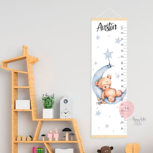 Messlatte für Bär und Mond Junge Messlatte fürs Kinderzimmer oder Geburtstagsgeschenk