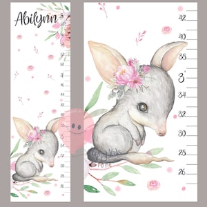BIlby Messlatte für australische Tiere Kinderzimmerdeko Baby Messlatte für Mädchen, Geschenk zur Geburt oder zum ersten Geburtstag