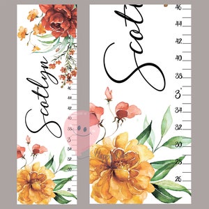 Hoogtemeter pioenrozen Groeimeter bloemen Bloemen kunst aan de muur kinderkamer Cadeau voor verjaardag of verjaardag