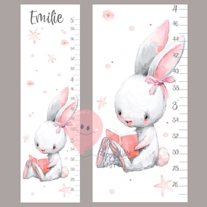 Groeimeter konijn babymeisje Gepersonaliseerde hoogtegrafiek Leuk konijn decoratie kinderkamer Douchecadeau