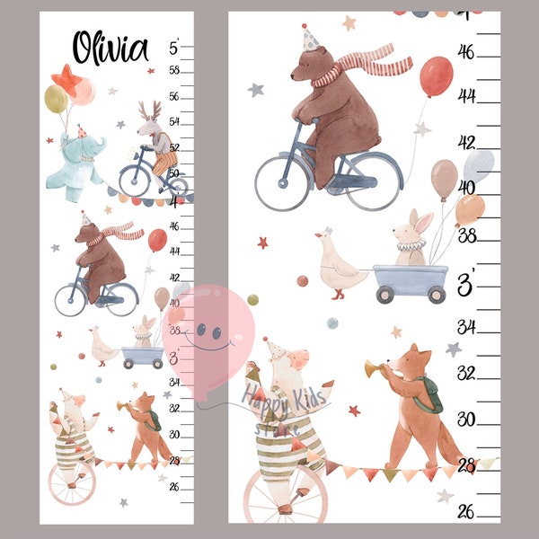 Growth chart Circus Animals height chart Circus baby nursery Shower or birthday gift