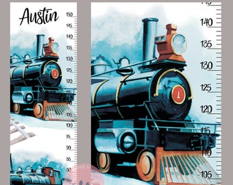 Groeigrafiek trein – Wandhoogteliniaal locomotief kinderkamer