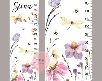 Floral Growth Chart – Wildflower & Butterfly Girl Nursery Wall Height Ruler