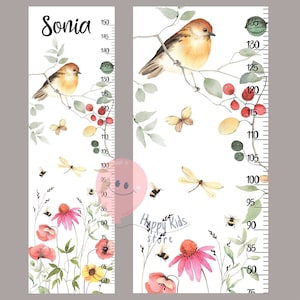 Groeimeter vogels en bloemen Hoogtemeter meisje Bloemen kinderkamerdecoratie Cadeau voor verjaardag of verjaardag