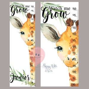 Giraf baby groeimeter Gepersonaliseerde hoogtemeter Safari dieren kinderkamer inrichting Douchecadeau