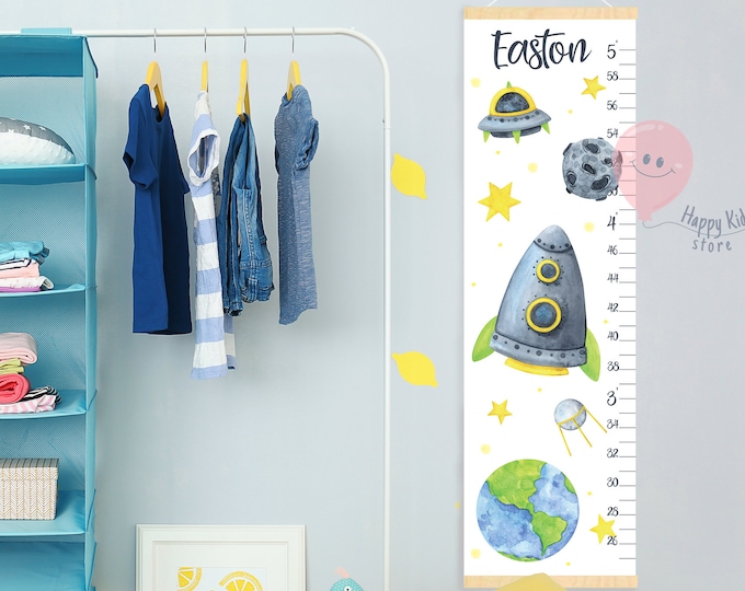 Space Rocket Growth Chart – Solar System Nursery Wall Height Ruler