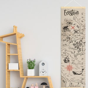 Carte au trésor pirate courbe de croissance courbe de taille personnalisée Déco chambre garçon
