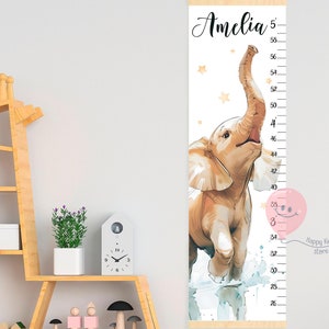 Courbe de croissance des éléphants Courbe des hauteurs de bébés éléphants Animaux mignons Art de la chambre de bébé Décoration de chambre Cadeau de douche ou d'anniversaire