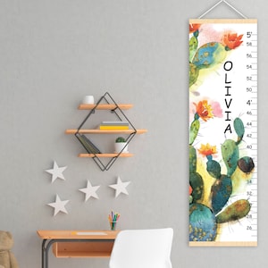 Cactus groeimeter Hoogtemeter meisje Bloemen cactus decoratie kinderkamer Eerste verjaardags- of douchecadeau