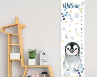 Penguin growth chart Arctic/Antarctic height chart Little penguin nursery decor