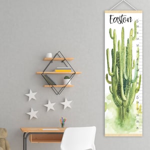 Tabla de crecimiento de cactus Tabla de altura del desierto Arte de pared de cactus para guardería Decoración de habitación infantil de Arizona Regalo para primer cumpleaños o ducha