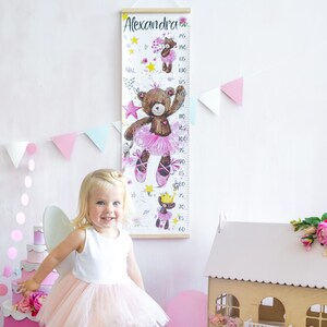Groeimeter meisje teddybeer ballerina Dansen lengtemeter teddybeer babykamer