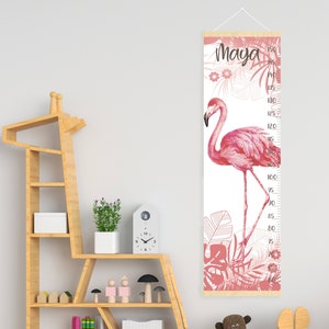 Flamingo groeimeter Gepersonaliseerde hoogtemeter Tropische inrichting kinderkamer Douchecadeau of verjaardagscadeau