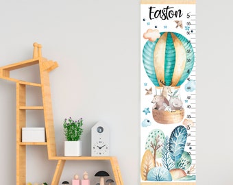 Animals and hot air balloon growth chart Baby animals height chart Hot air nursery Baby room decor Shower or birthday gift