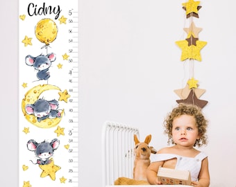 Cute mouse growth chart Personalized canvas height chart Little mousy theme nursery art Nursery room decor Shower gift
