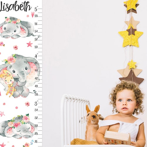 Elephant Personalized Height Rulergrowth Chartelephant Etsy