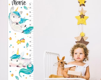 Hauteur de la licorne, courbe de croissance des filles, décoration murale fée pour chambre d'enfant