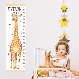 Girafe courbe de croissance toile toise personnalisée animaux de safari art pour chambre de bébé décoration pour chambre de bébé cadeau de douche