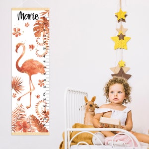 Tropische hoogtemeter voor babymeisje Flamingo groeimeter Gouden bloemen kinderkamer/kamerdecoratie Douche- of verjaardagscadeau