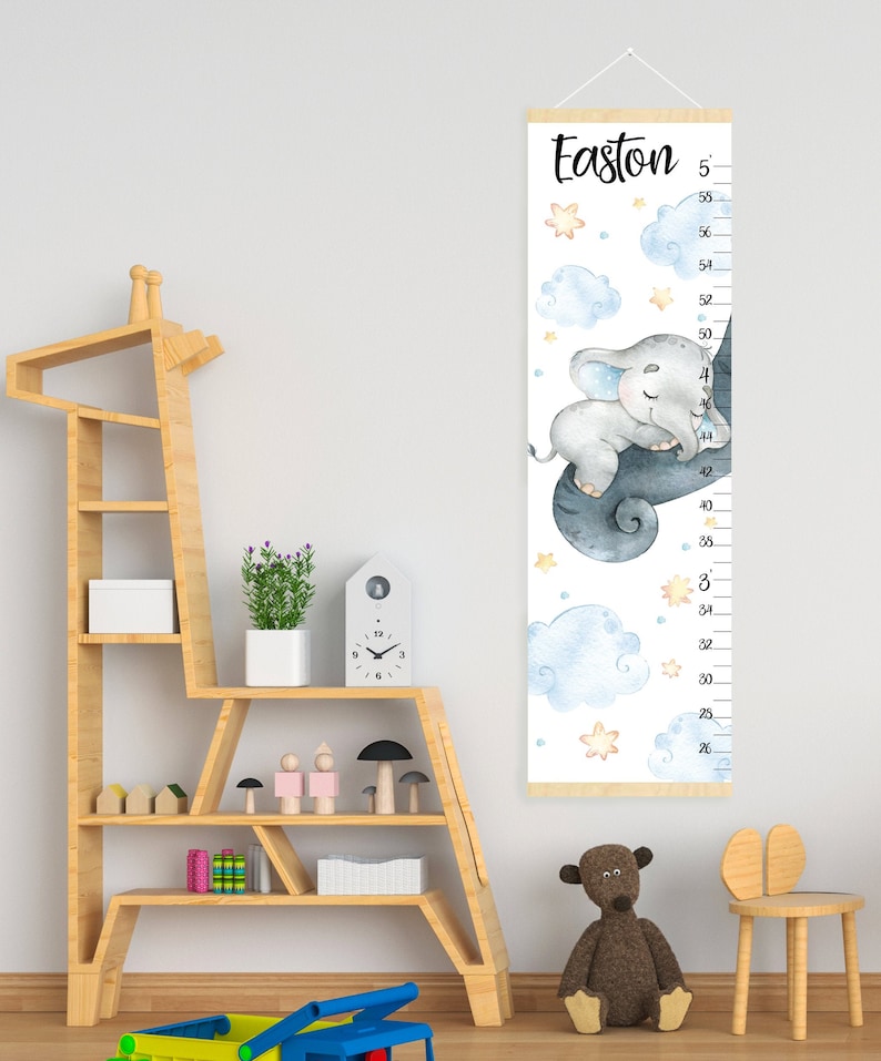 Elephant Growth Chart – Baby Elephant Nursery Height Ruler image 2