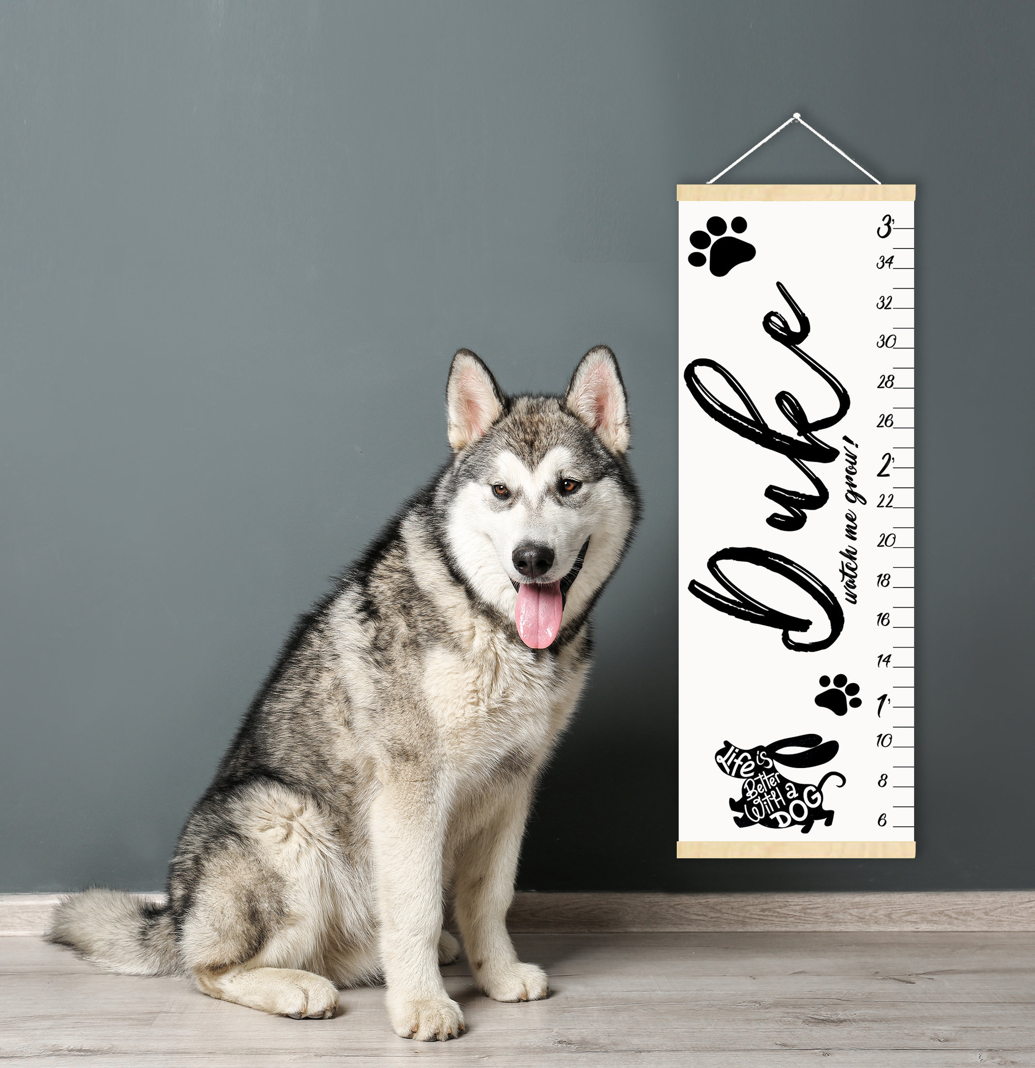 Growth chart for dogs Puppy height chart Pet decor New puppy gift Dog adoption