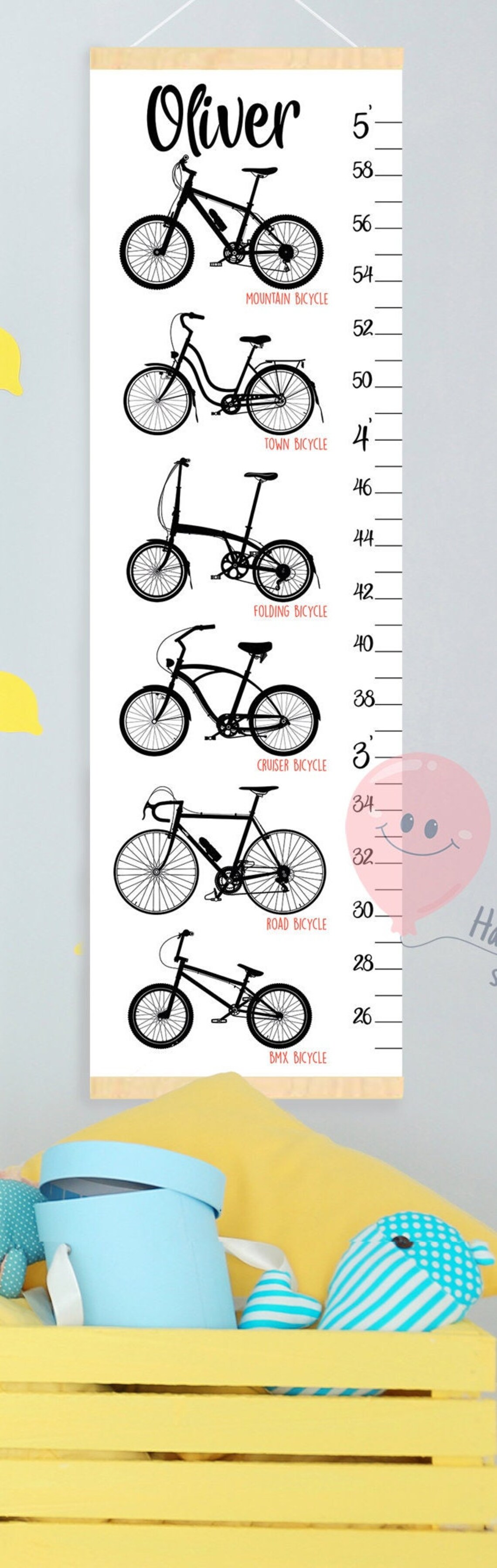 Bike Height Chart Bicykle Growth Chart Cycling Baby Nursery Etsy