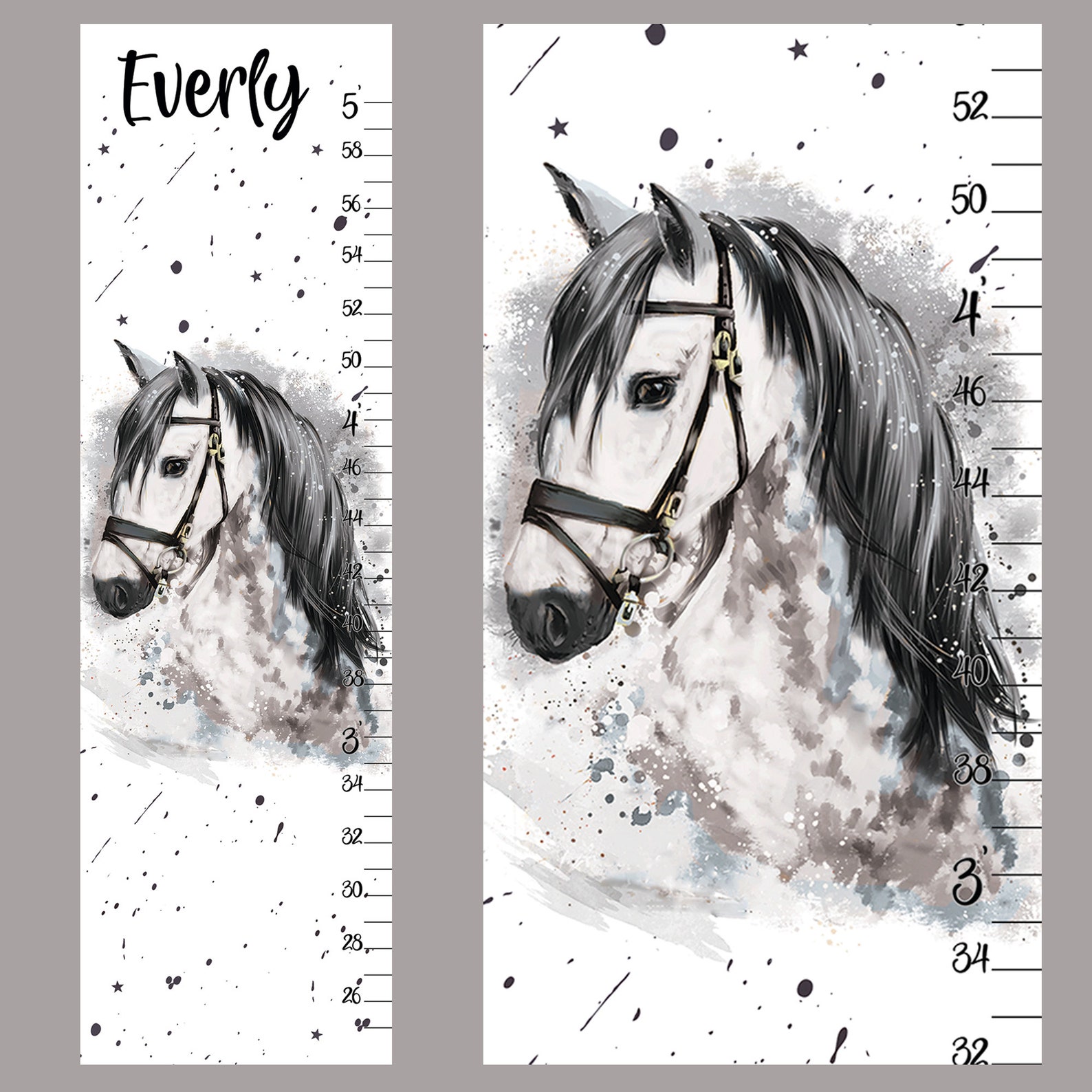 Horse Growth Chart Personalized Height Chart Mustang Nursery Etsy UK