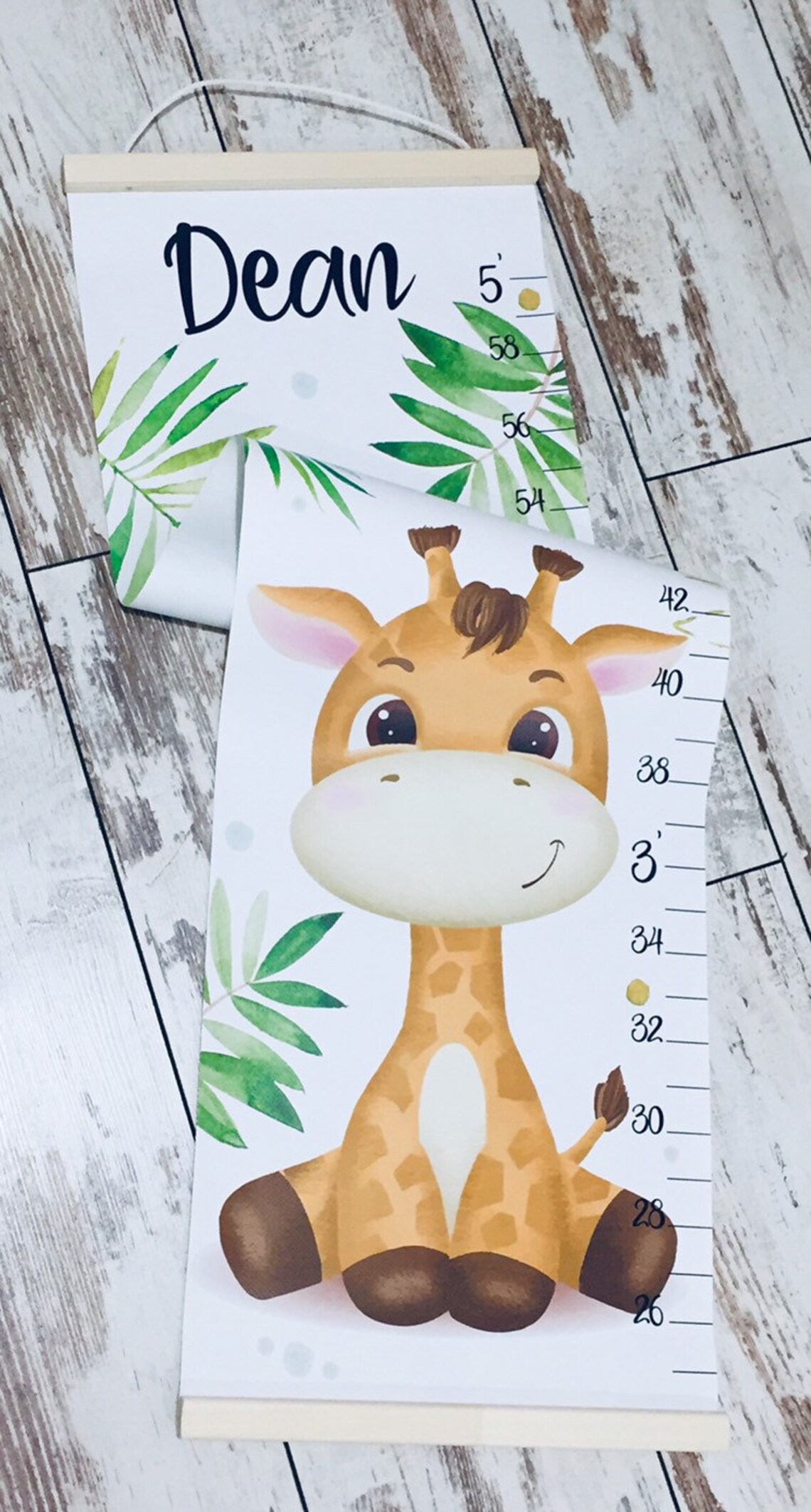 Height chart baby giraffe growth chart Safari animals nursery Etsy