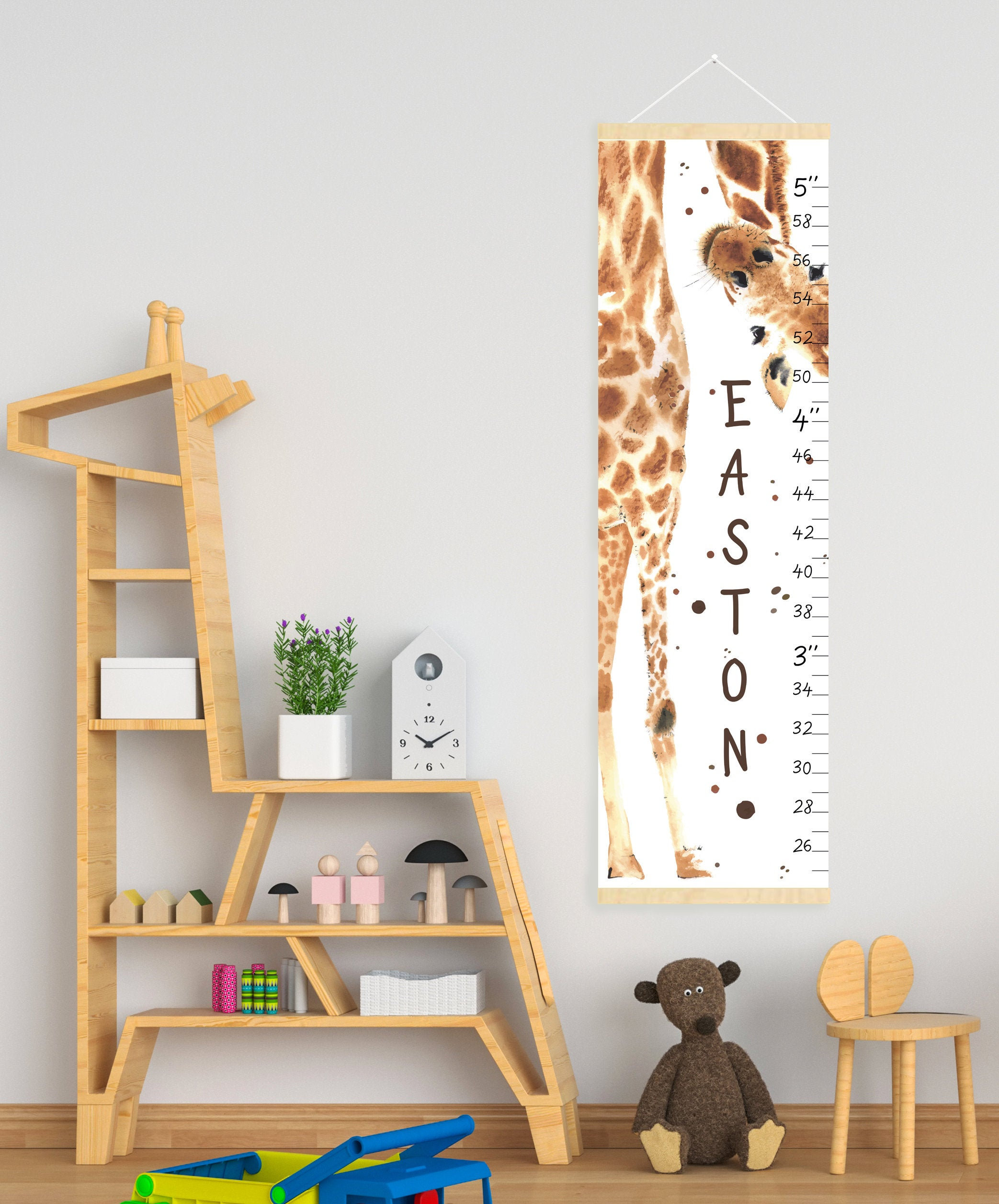 Giraffe Growth Chart / Height Chart Ruler– Safari Theme Nursery Wall ...