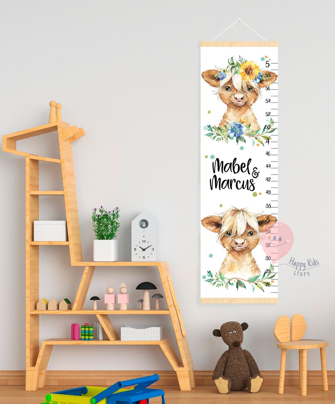 Cow Growth Chart – Calf, Farm Animals Baby Room Wall Height Ruler - Etsy