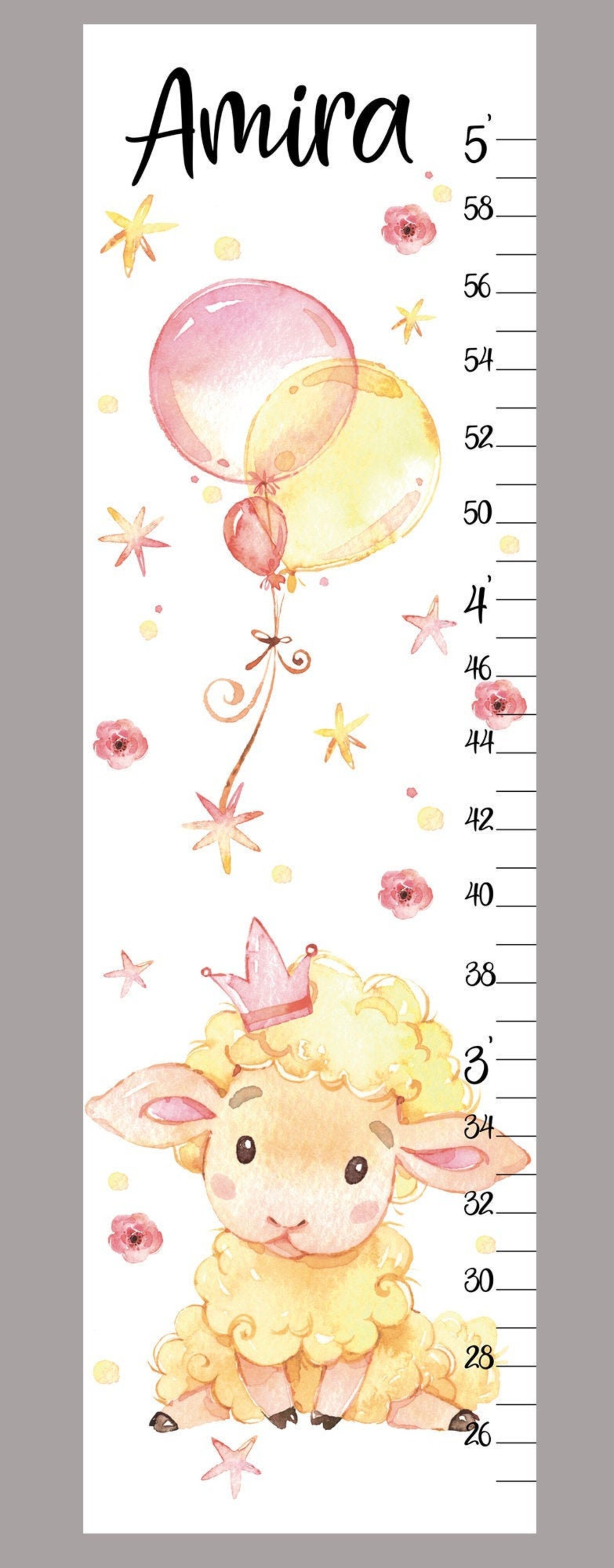 Cute Sheep Growth Chart Canvas Personalized Height Chart Lamb Etsy