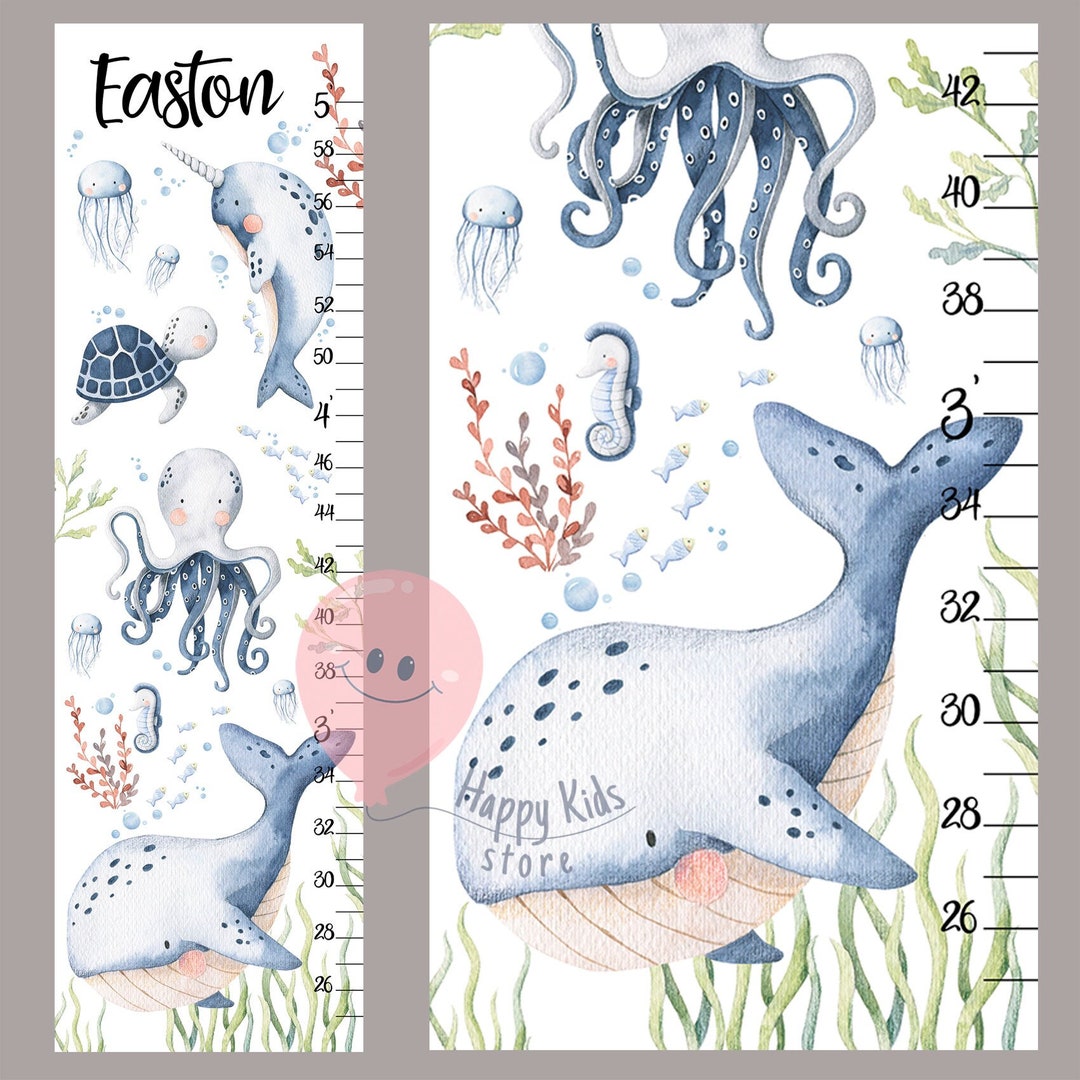 Under the Sea Growth Chart DIGITAL Whale Octopus Narwhal - Etsy Australia