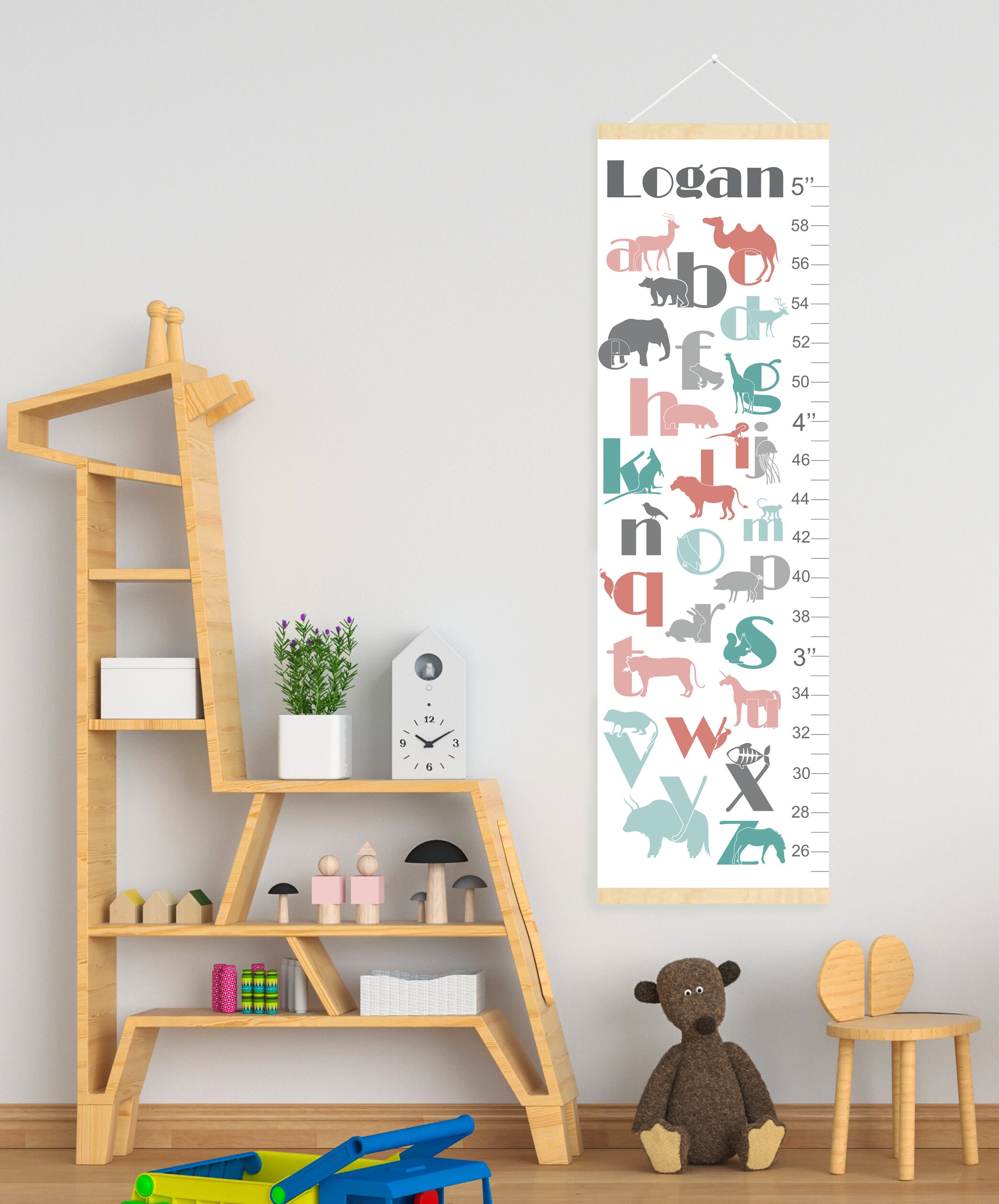 Personalized Abc's Alphabet Canvas Growth Chart Custom - Etsy